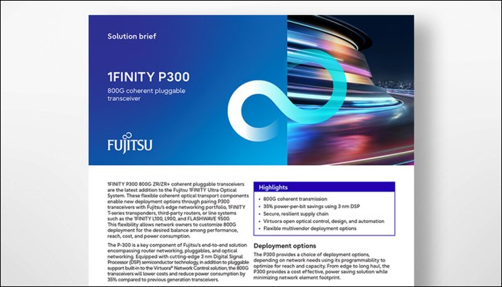 1FINITY P300 800G coherent pluggable transceiver solution brief